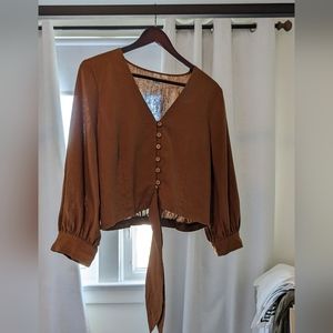 Joie linen-blend cropped top (medium)